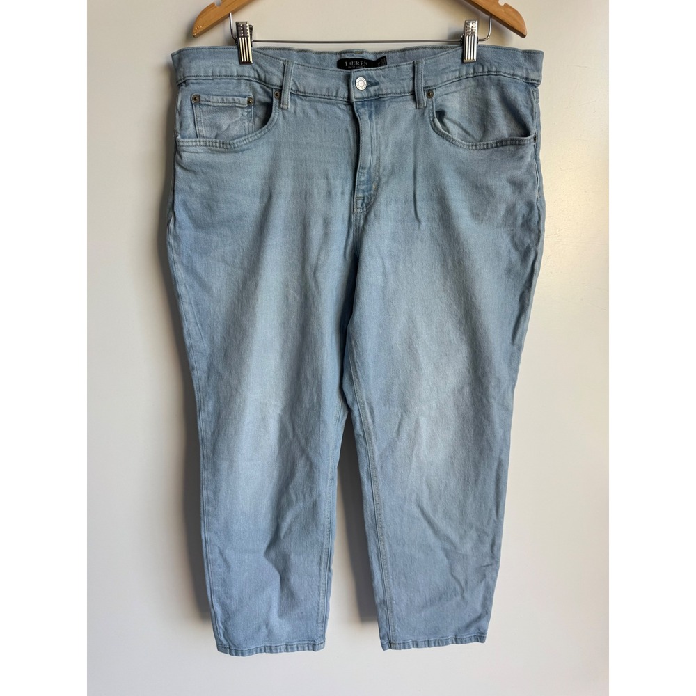 Lauren Ralph Lauren Light Wash High Rise Straight Leg Jeans 18W Plus Cotton RLL